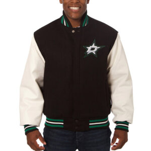 Varsity Dallas Stars Black and White Two-Tone Jacket