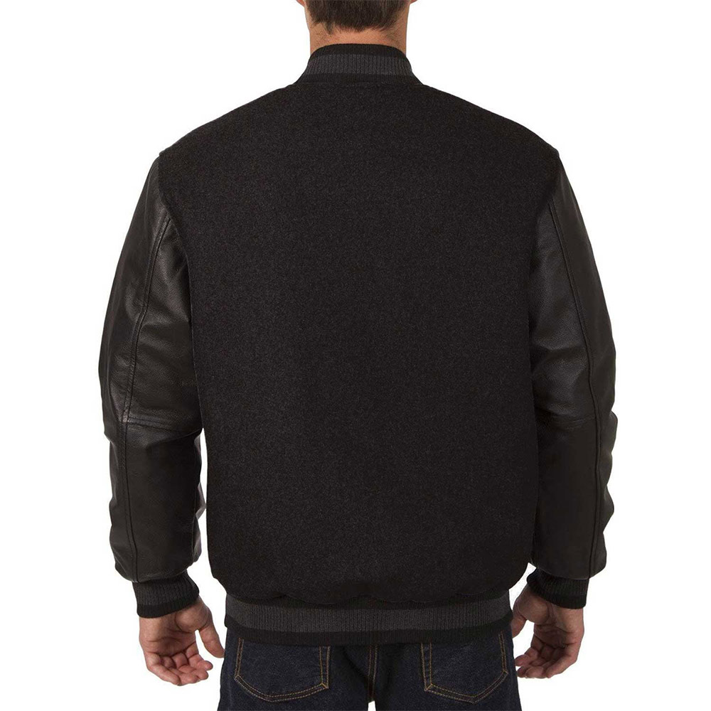 Dallas Stars Wool/Leather Black Varsity Full-Snap Jacket - Image 2