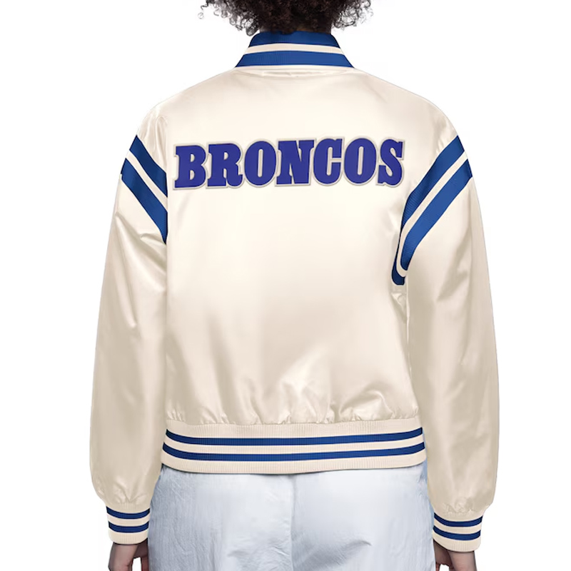 Denver Broncos Cream Full Count Satin Jacket - Image 2