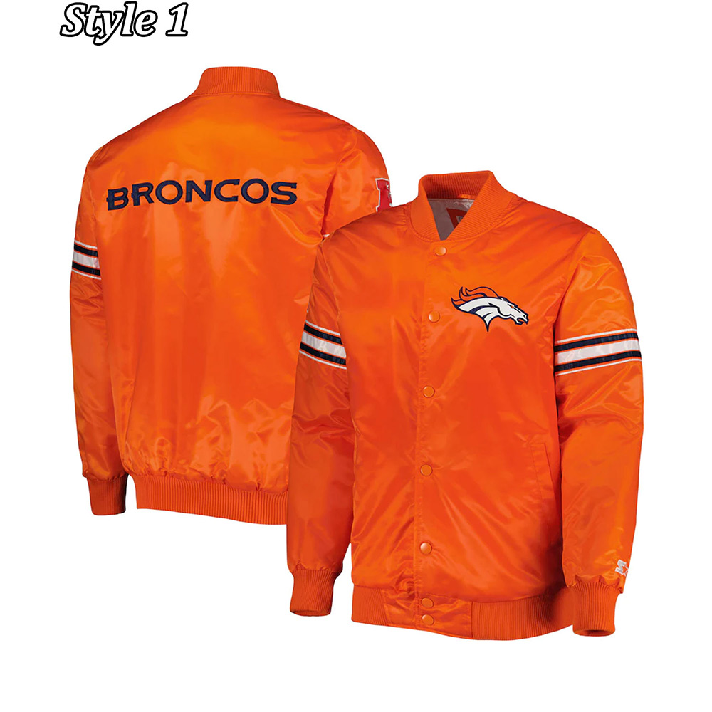 Denver Broncos Retro Bomber Orange Satin Jacket - Image 7
