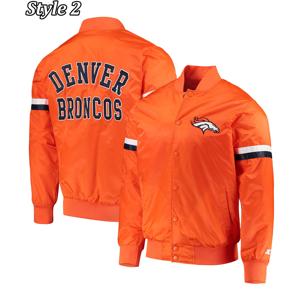 Denver Broncos Retro Bomber Orange Satin Jacket - Image 8
