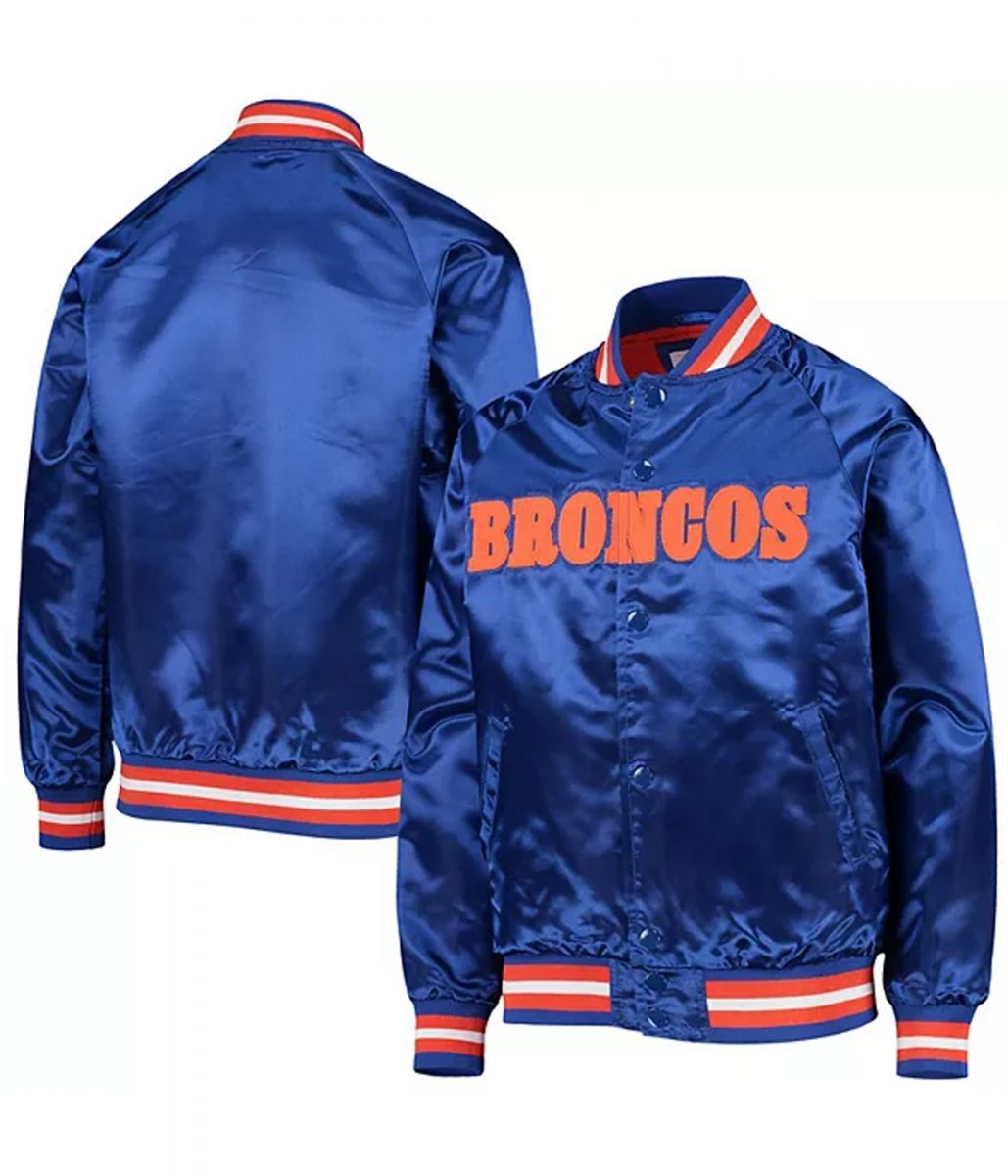 Bomber Denver Broncos Royal Blue Satin Jacket - Image 3