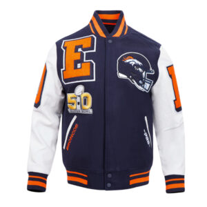 Denver Broncos Mashup Rib Varsity Wool/Leather Jacket