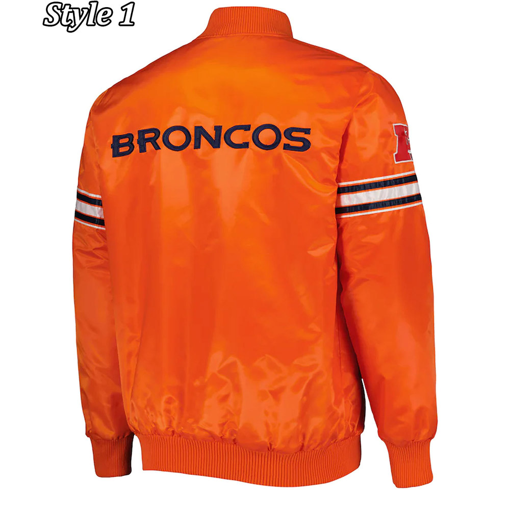 Denver Broncos Retro Bomber Orange Satin Jacket - Image 4