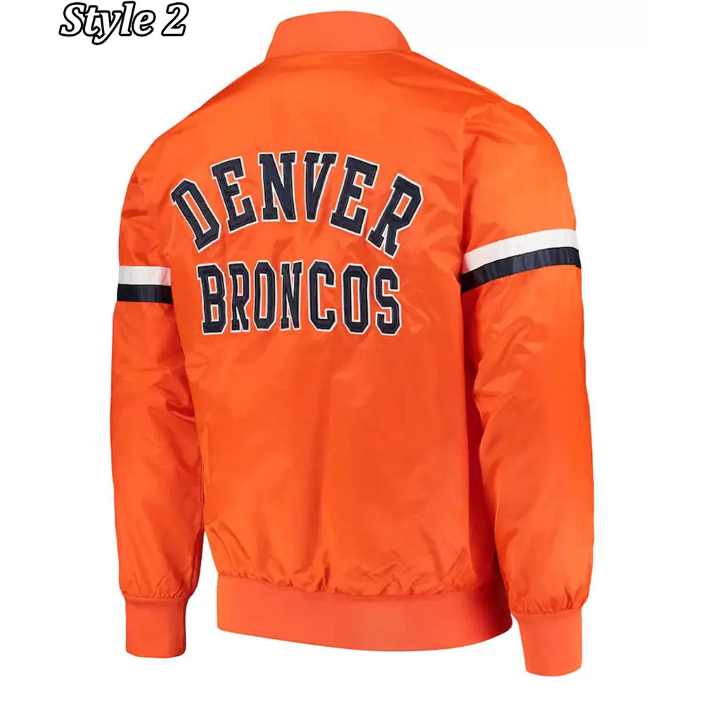 Denver Broncos Retro Bomber Orange Satin Jacket - Image 5