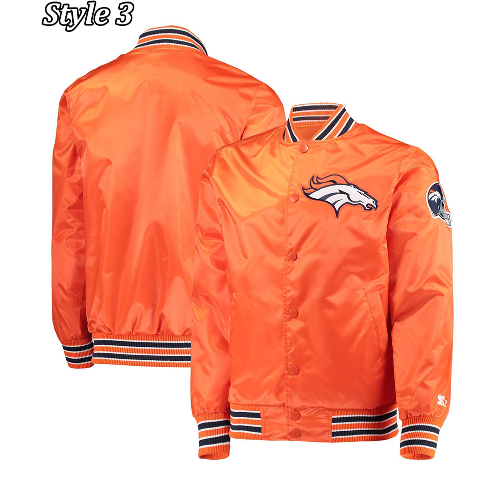 Denver Broncos Retro Bomber Orange Satin Jacket - Image 9