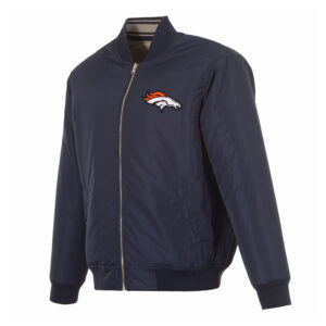 Denver Broncos Navy/Gray Full-Zip Reversible Flight Jacket