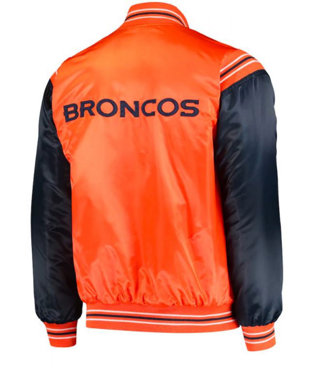 Denver Broncos Blue and Orange Varsity Satin Jacket - Image 2
