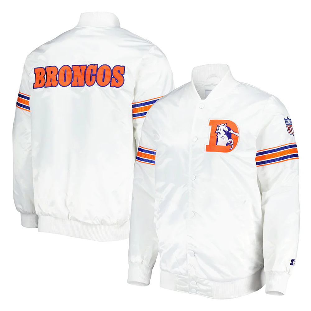 Denver Broncos The Power Forward White Satin Jacket - Image 3