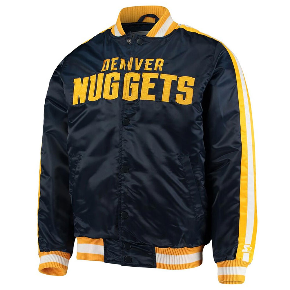 Denver Nuggets Offensive Navy Varsity Satin Jacket