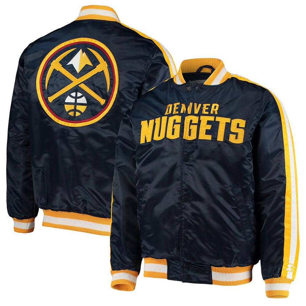 Denver Nuggets Offensive Navy Varsity Satin Jacket - Image 3