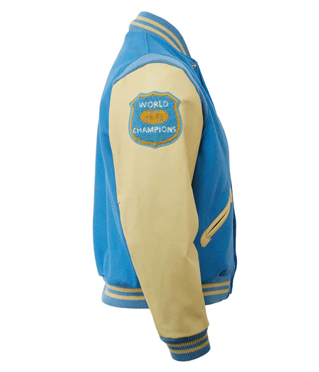 Varsity 1952 Detroit Lions Cream and Blue Jacket - Image 3