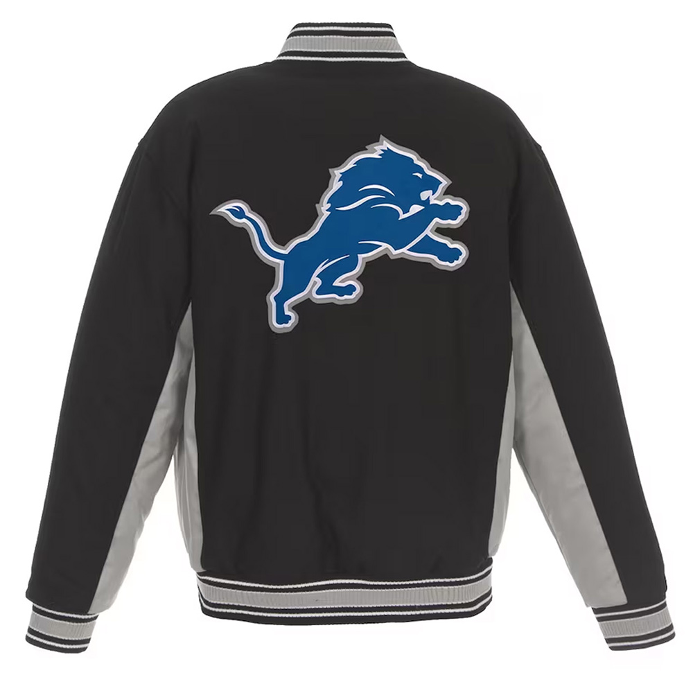 Detroit Lions Black and Gray Varsity Wool Jacket - Image 2