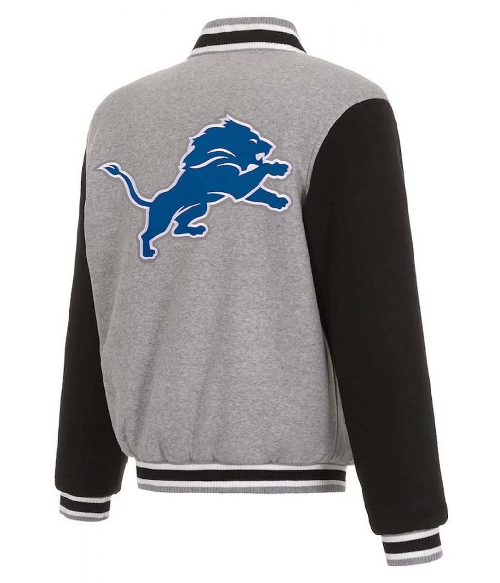 Varsity Detroit Lions Grey and Black Wool Jacket - Image 2