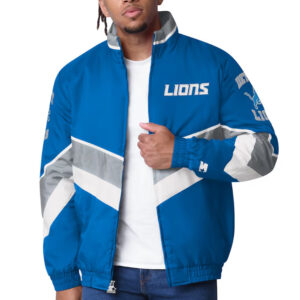 Detroit Lions Captain Royal Varsity Satin Jacket