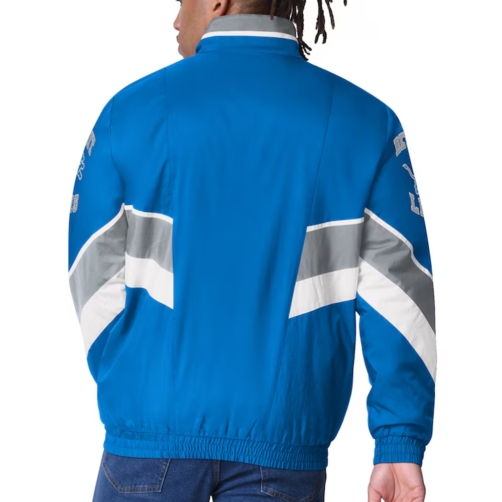 Detroit Lions Captain Royal Varsity Satin Jacket - Image 2