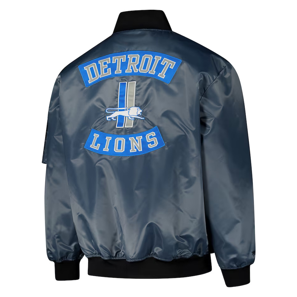 Detroit Lions Charcoal Bomber Full-Zip Jacket - Image 2