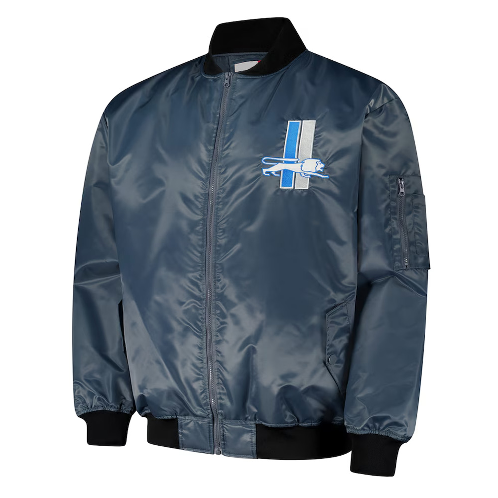 Detroit Lions Charcoal Bomber Full-Zip Jacket