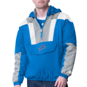 Blue Detroit Lions Charger Half-Zip Pullover Jacket