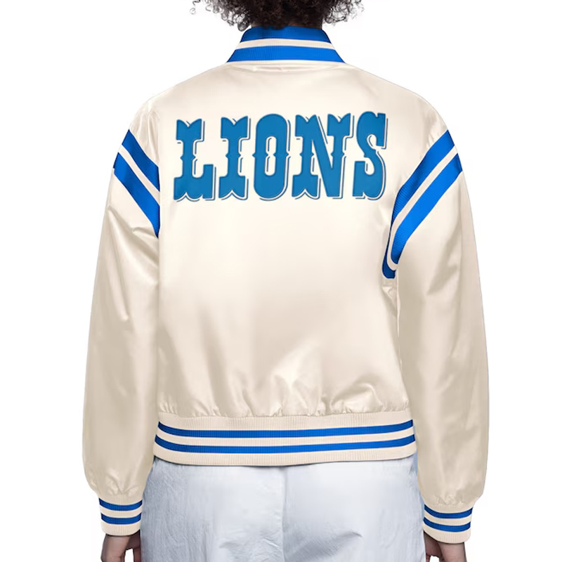 Detroit Lions Cream Full Count Satin Jacket - Image 2