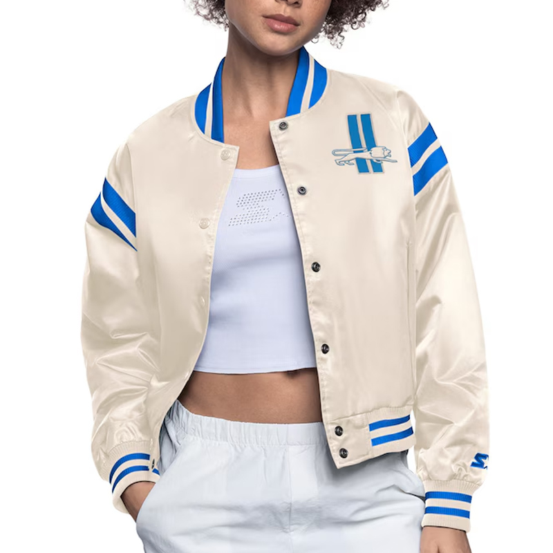 Detroit Lions Cream Full Count Satin Jacket