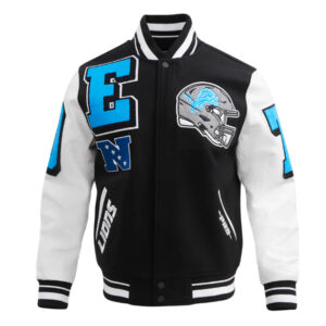 Detroit Lions Mashup Rib Varsity Wool/Leather Jacket