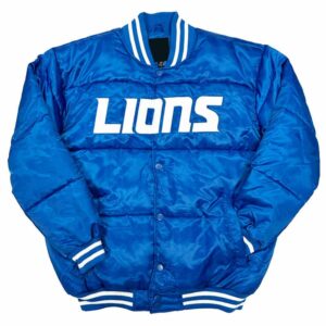 Detroit Lions Bubble Puffer Satin Jacket