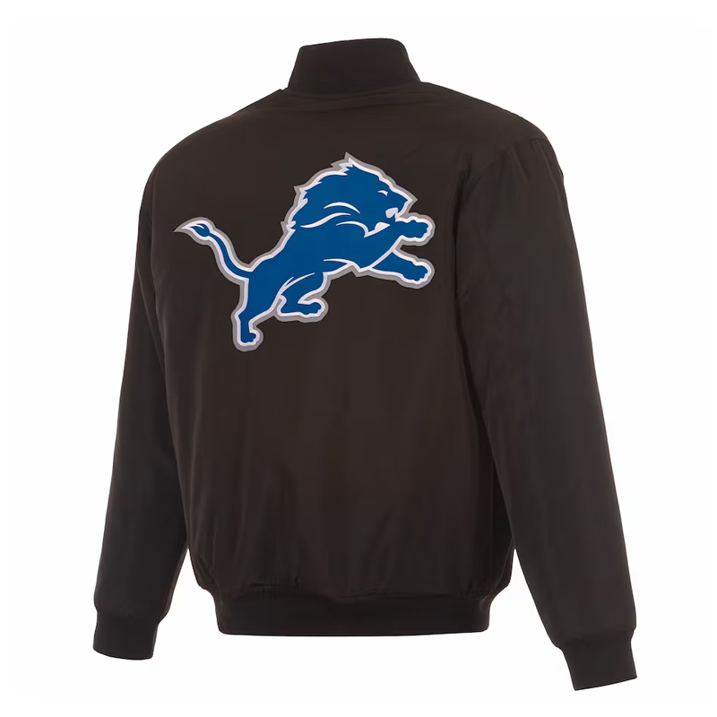 Detroit Lions Black/Gray Full-Zip Reversible Flight Jacket - Image 3