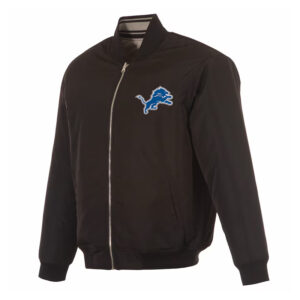 Detroit Lions Black/Gray Full-Zip Reversible Flight Jacket