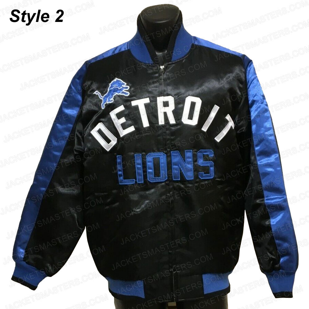 Show Time Detroit Lions Satin Black Jacket - Image 2