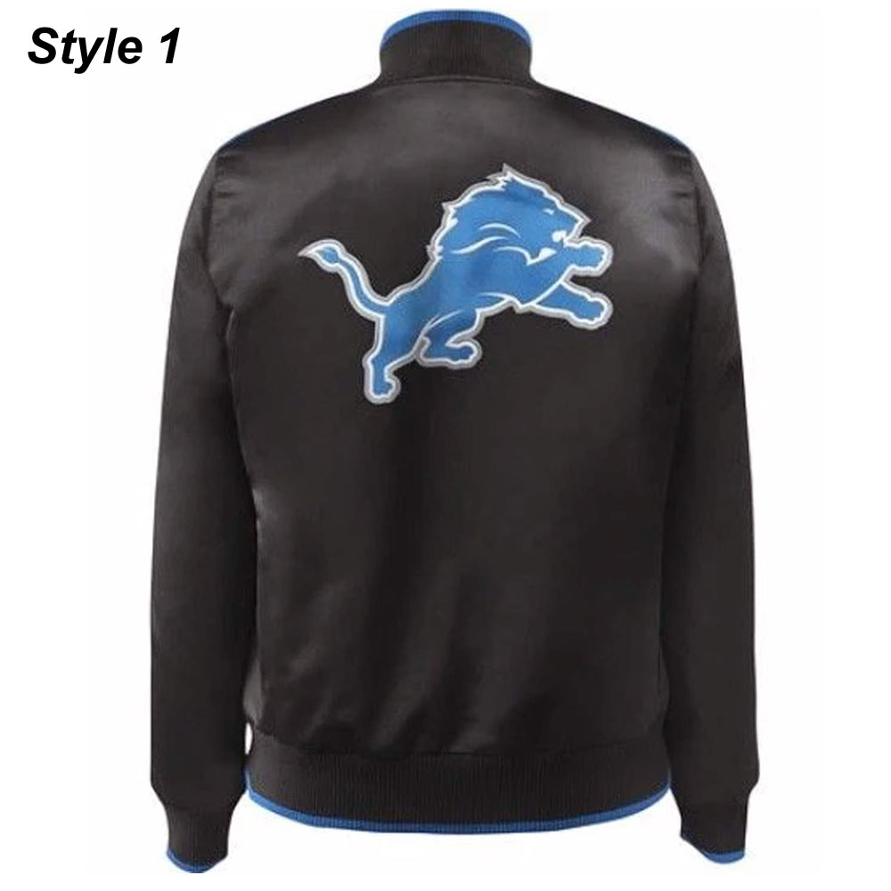 Show Time Detroit Lions Satin Black Jacket - Image 3