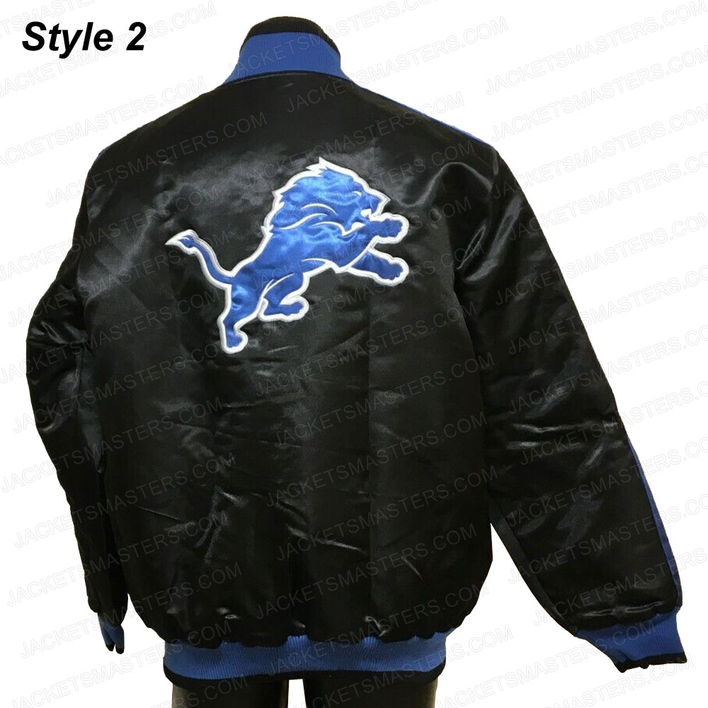 Show Time Detroit Lions Satin Black Jacket - Image 4