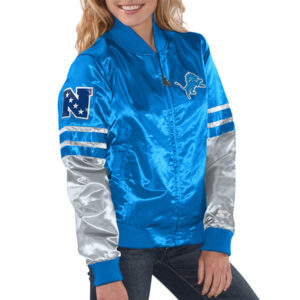 Detroit Lions Tie Breaker Blue Satin Jacket