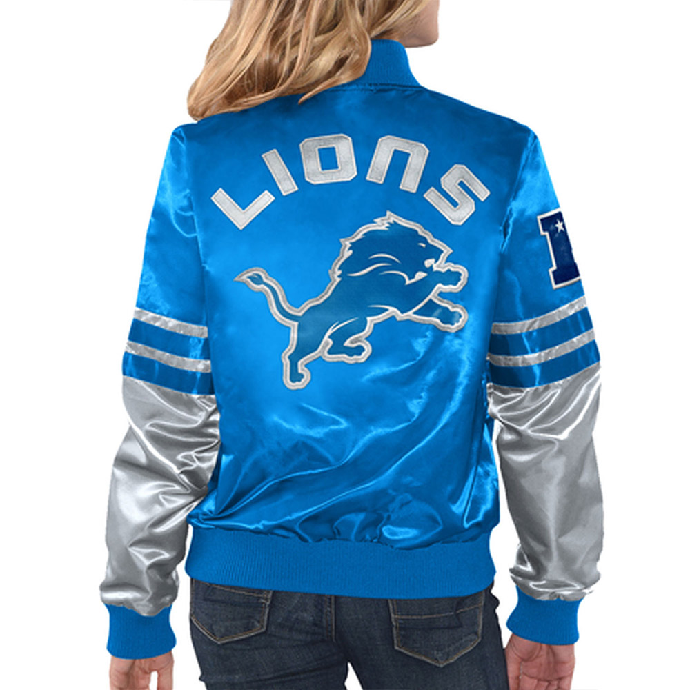 Detroit Lions Tie Breaker Blue Satin Jacket - Image 2