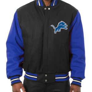 Varsity Detroit Lions Royal Blue and Black Wool Jacket
