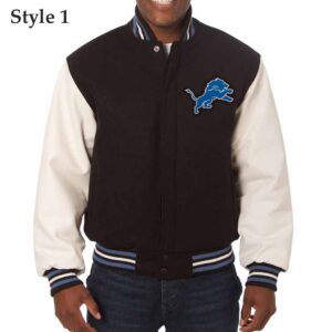 Detroit Lions Black and White Varsity Jacket