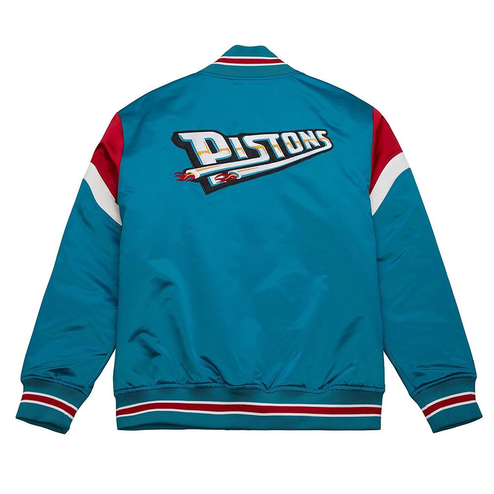 Detroit Pistons Heavyweight Aqua Satin Jacket - Image 2