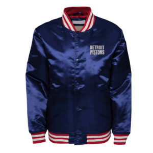 Detroit Pistons Navy Heavyweight Satin Jacket