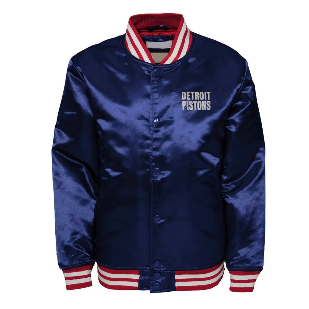 Detroit Pistons Navy Heavyweight Satin Jacket