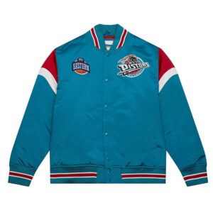 Detroit Pistons Heavyweight Aqua Satin Jacket