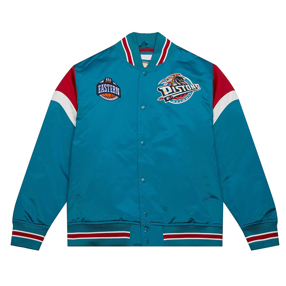 Detroit Pistons Heavyweight Aqua Satin Jacket