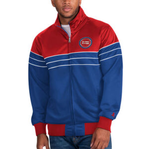 Detroit Pistons Red and Blue Knit Full-Zip Jacket