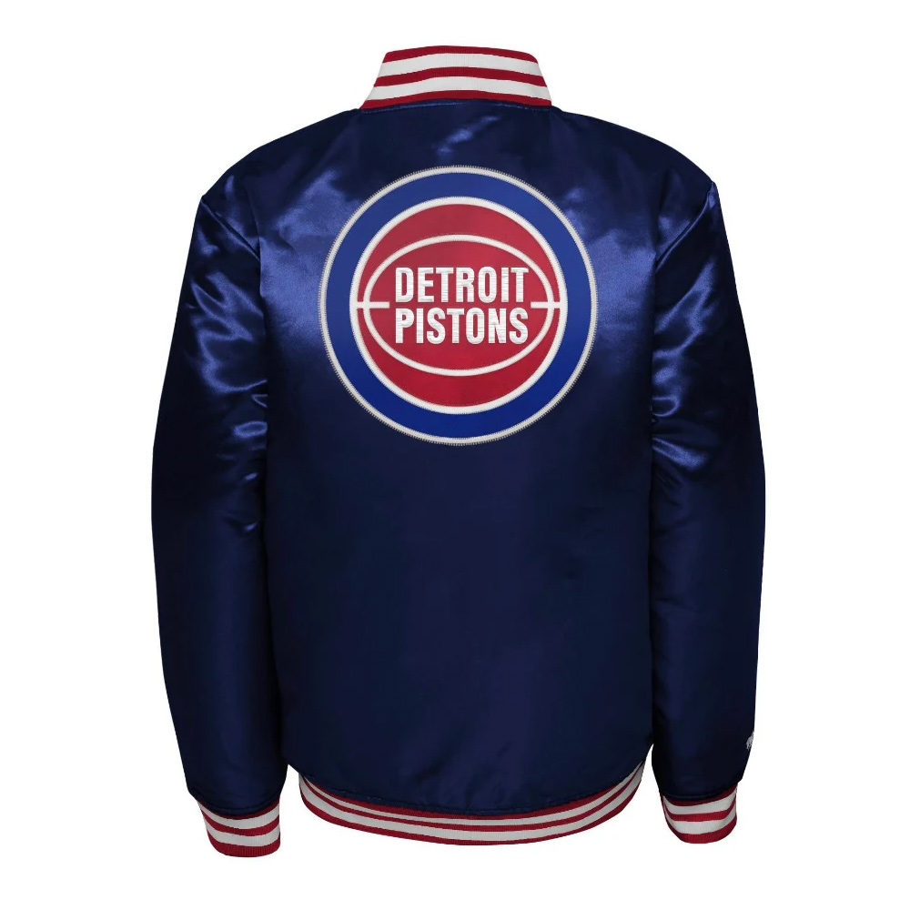 Detroit Pistons Navy Heavyweight Satin Jacket - Image 2