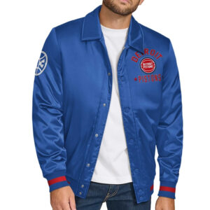 Detroit Pistons Stitch Applique Blue Satin Jacket