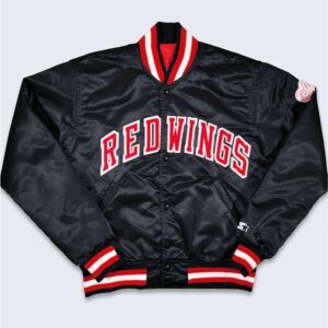 80's Detroit Red Wings Black Bomber Jacket