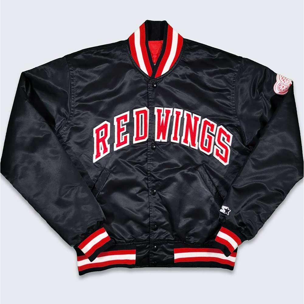 80's Detroit Red Wings Black Bomber Jacket