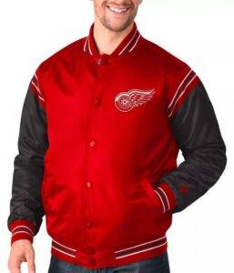 Starter Detroit Red Wings Satin Red and Black Varsity Jacket