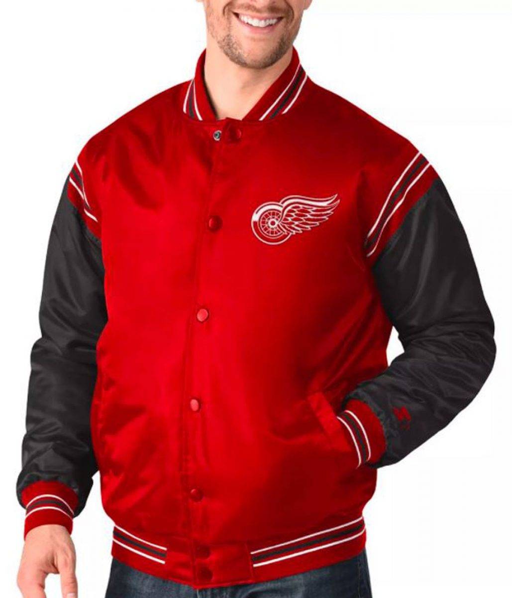 Starter Detroit Red Wings Satin Red and Black Varsity Jacket