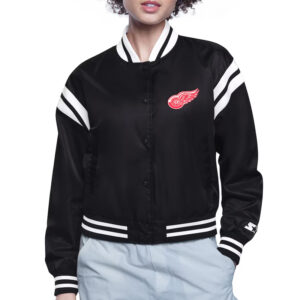 Detroit Red Wings Printed Logo Varsity Satin Jacket