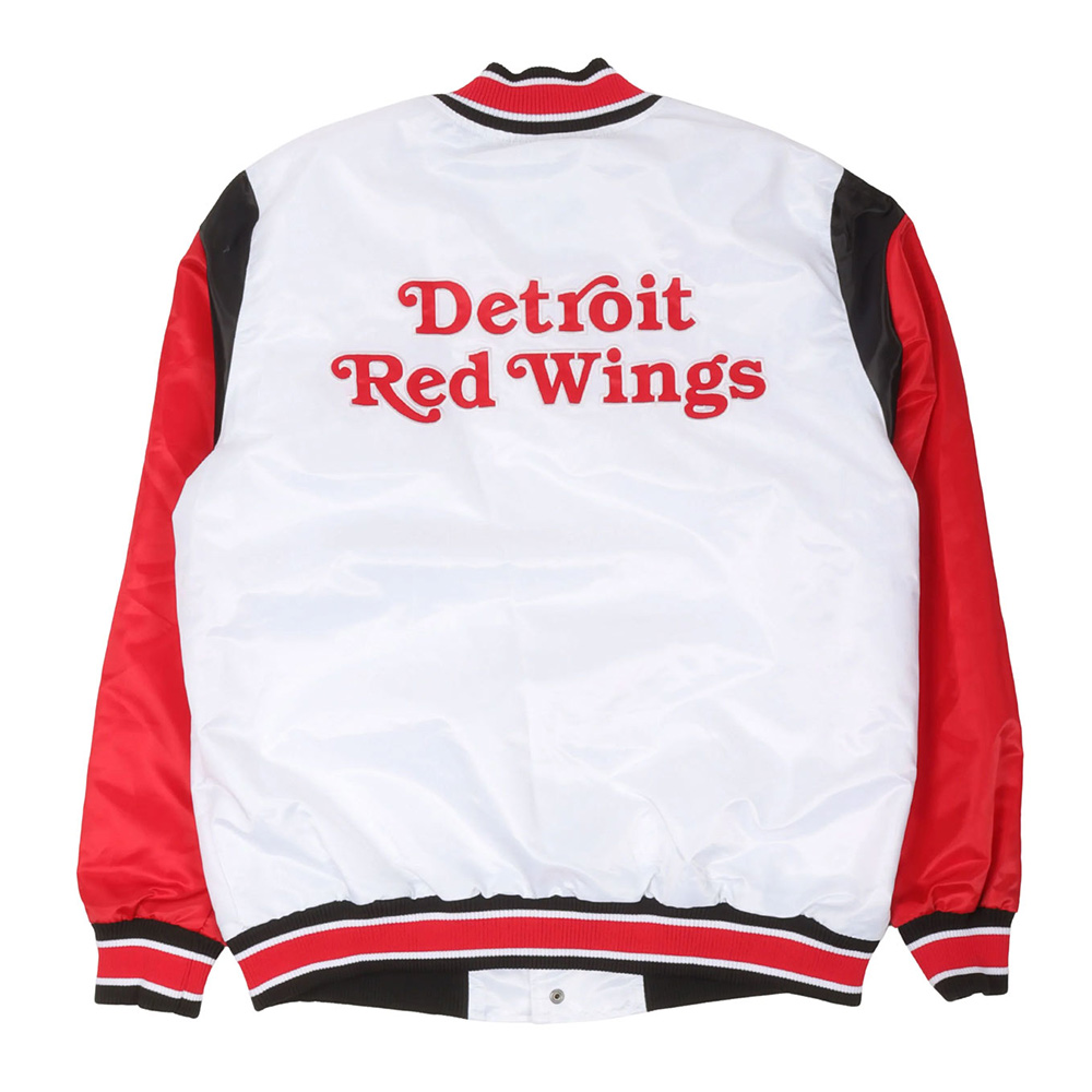 Detroit Red Wings White and Red Teddy Satin Jacket - Image 2